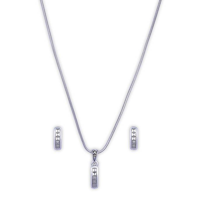 Sleek Elegance Silver Pendant Set
