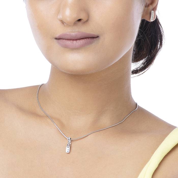 Sleek Elegance Silver Pendant Set