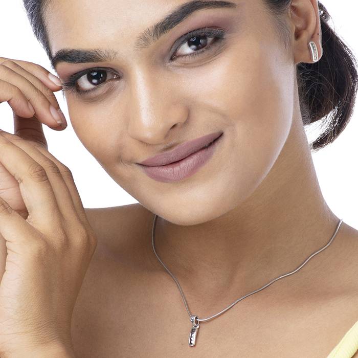 Sleek Elegance Silver Pendant Set