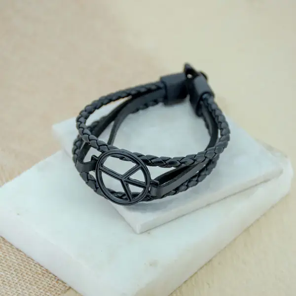 Peace Black Triple Layered Bracelet : B334