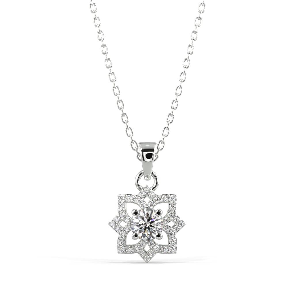 Diamond Flower Pendant : SLVR-PYG-17