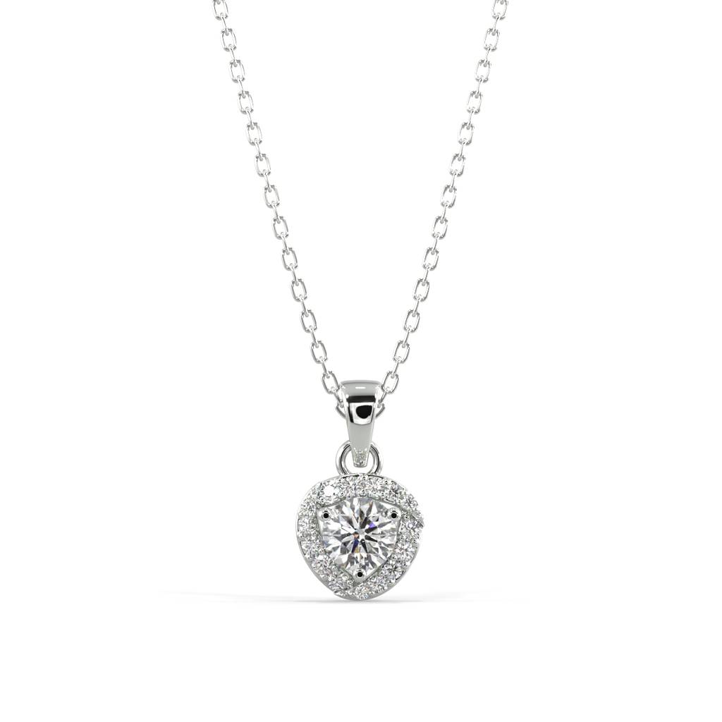 Halo Diamond Pendant Necklace : SLVR-PYG-18
