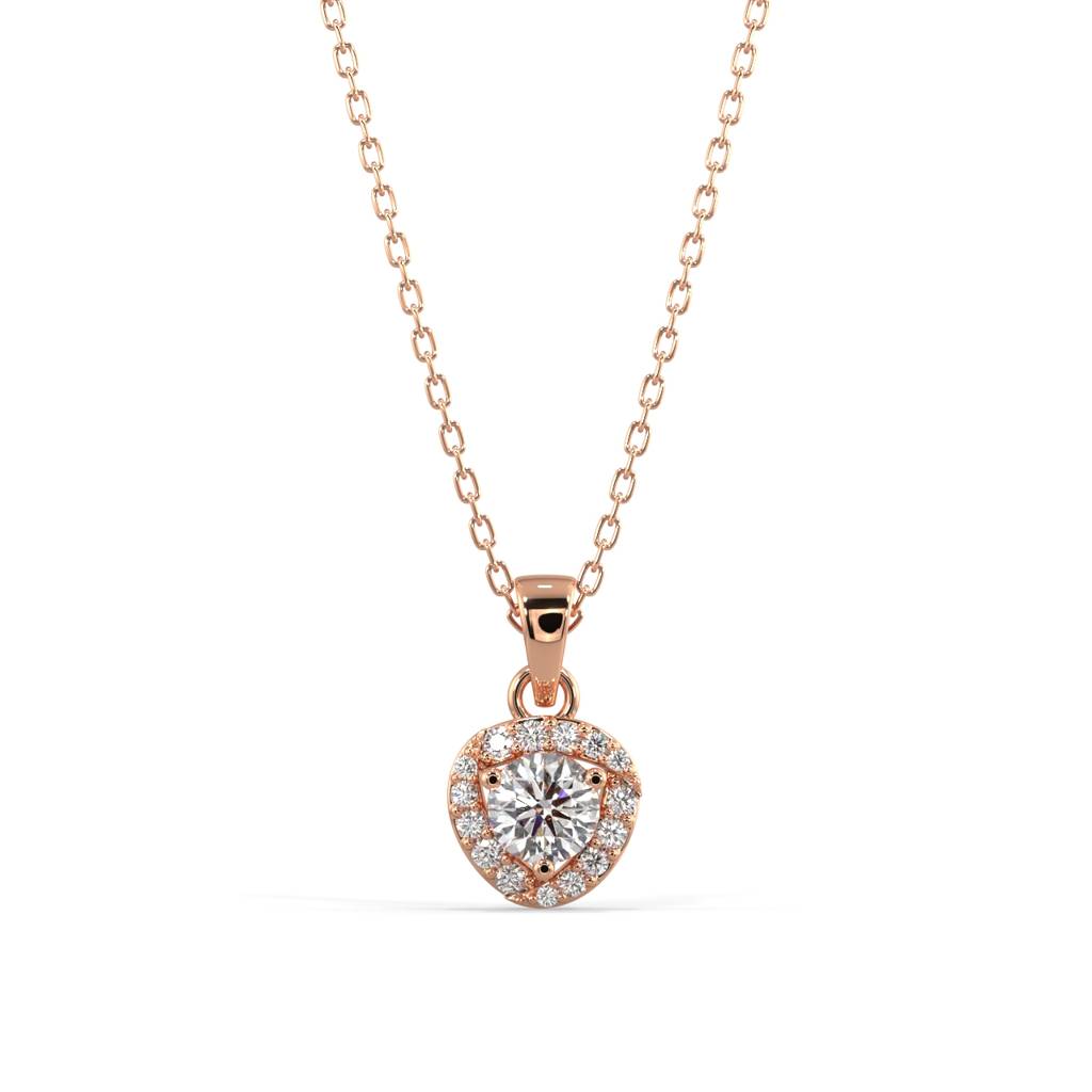 Halo Diamond Pendant Necklace : SLVR-PYG-18