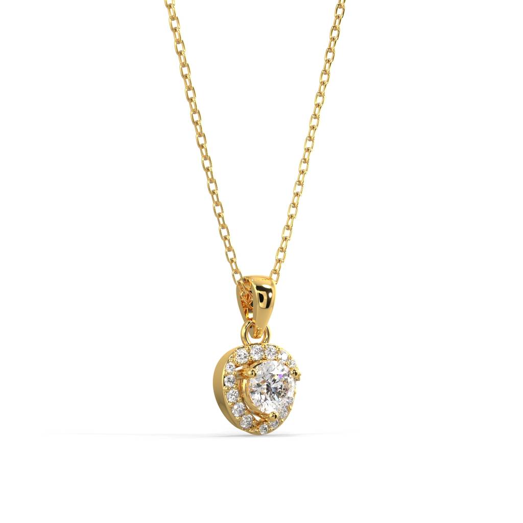 Halo Diamond Pendant Necklace : SLVR-PYG-18