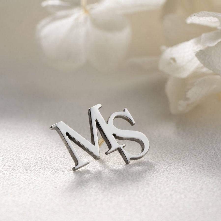 Silver Personalized Initial Letters Brooch : SG004