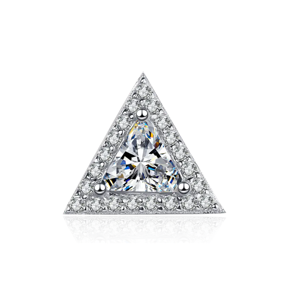 0.5 Ct Single Piece Sterling Silver Moissanite Stud Earrings For Men : TrisparkleRadiance_BX590-E_Men