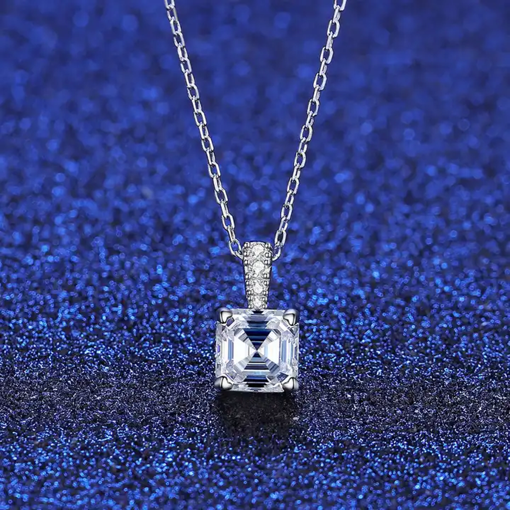 1.2 Ct Radiant Royale Asscher Cut Silver Moissanite Pendant : RadiantRoyale_1.2ct_MSN22052408