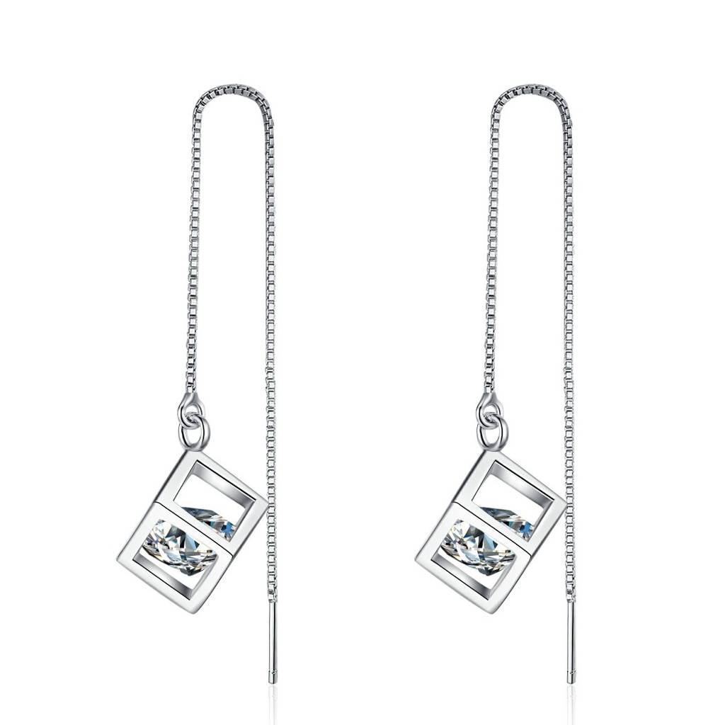 2 Ct Pair Twilight Glimmers Moissanite Threader Earrings : TwilightGlimmers_BX398E