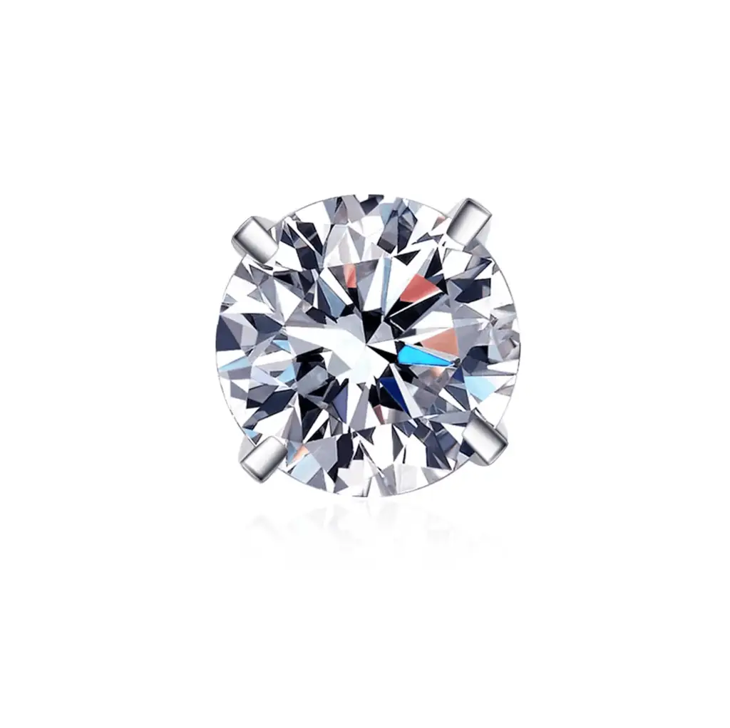 0.3 - 2 Ct Single Piece Luminous Luxe Round Moissanite Stud Earrings For Men; D Vvs1 : Round_Liwan_03ct_Men