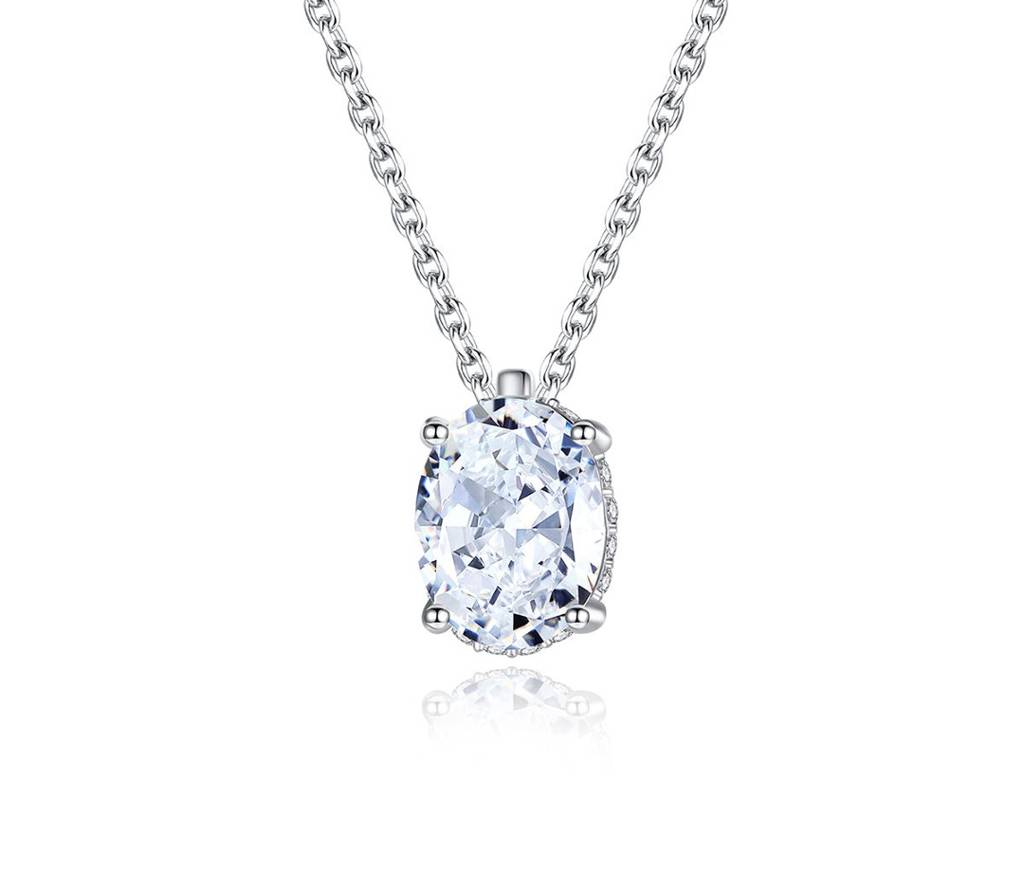 1.2 Ct Sparkleoval Charm Moissanite Necklace In Sterling Silver; D Vvs1 : MSN22052423S