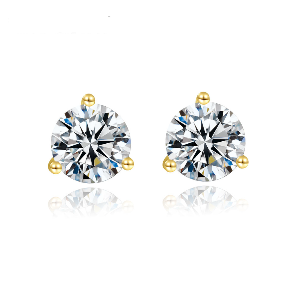 Zircon Korean Earrings For Women & Girls, Round Cubic Zirconia, Silver Stud Earrings : SE20071808-04