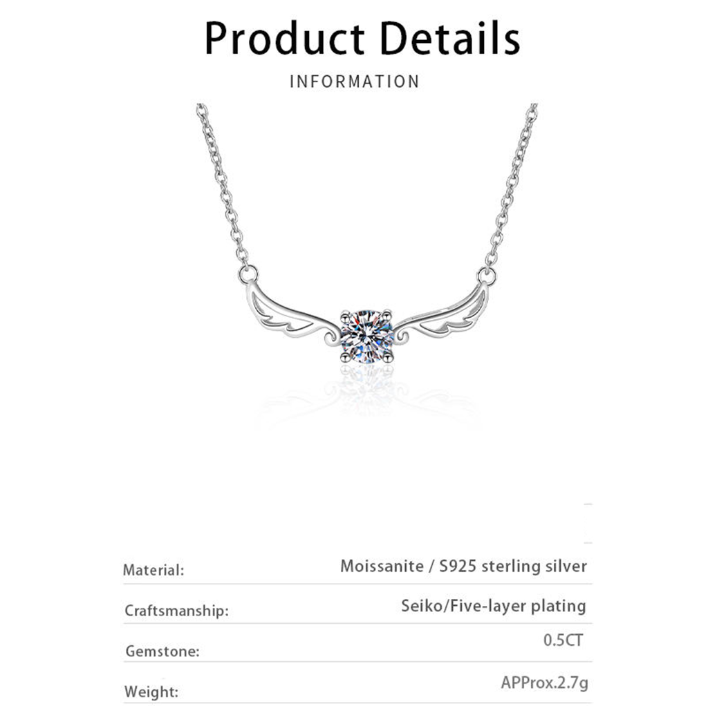 0.5 Ct Celestial Wings Moissanite Pendant And A  Free Chain : CelestialWingsPendant_AZ089-X