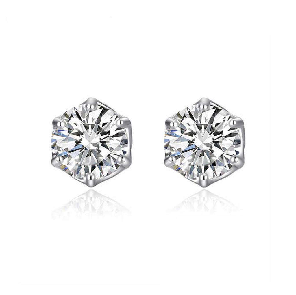 4 Ct / Pair Hexagonal Moissanite Stud Earrings : MSE22111211-8