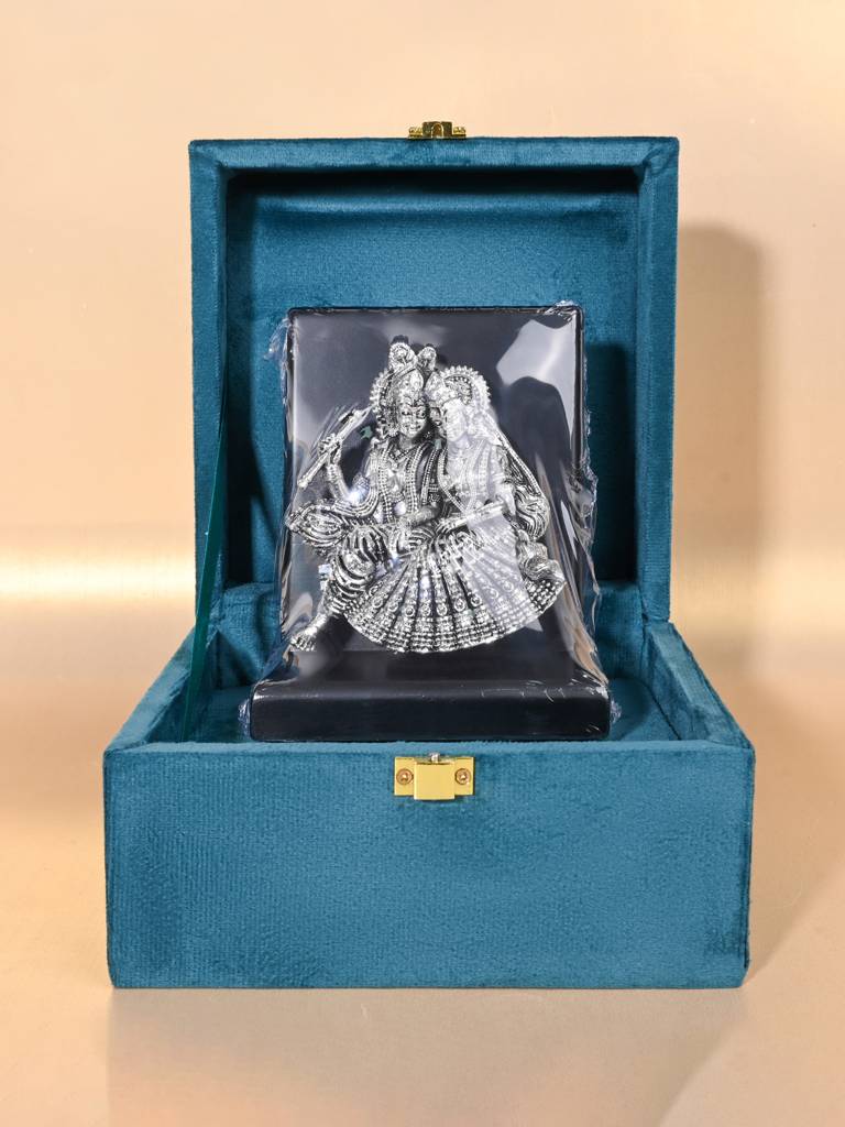 999 Silver Radha Krishna Decorative Idol : QGFT81