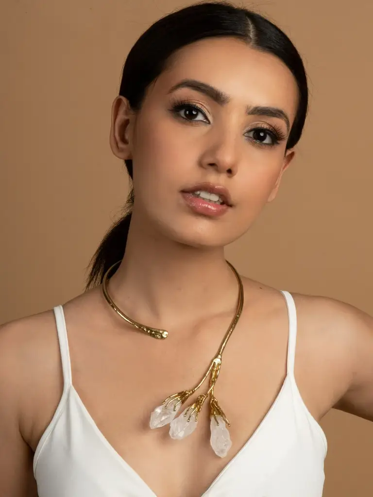 Gold Plated Crystal Necklace : QJM122