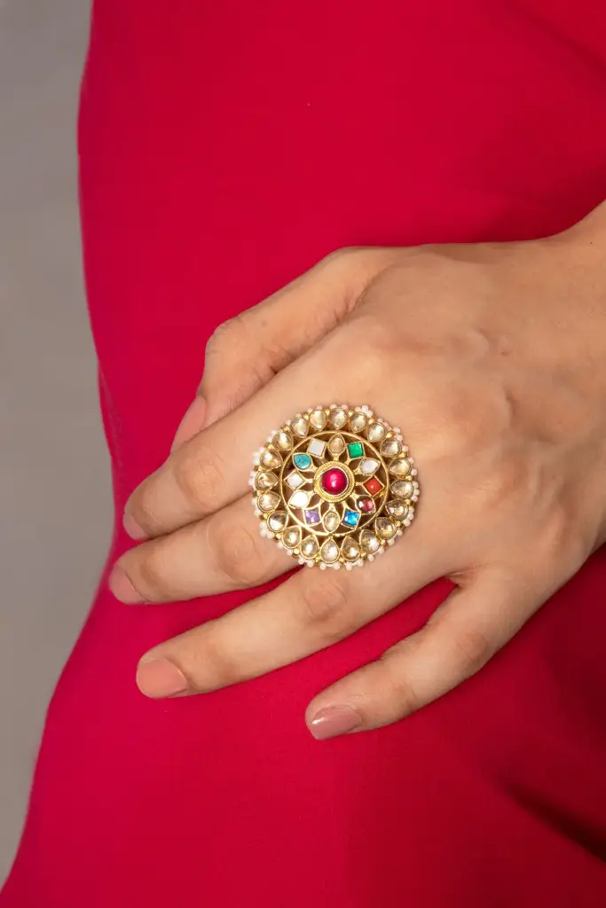 Vanya Navratan Kundan Ring : QJSEP12