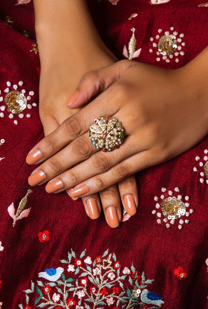 Navratan Jadau Adjustable Ring : ASQJ027