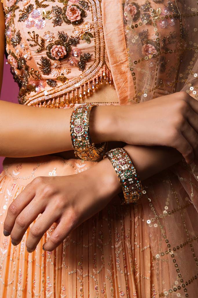 Exquisite Navratan Jadau Bangles : ASQJ068