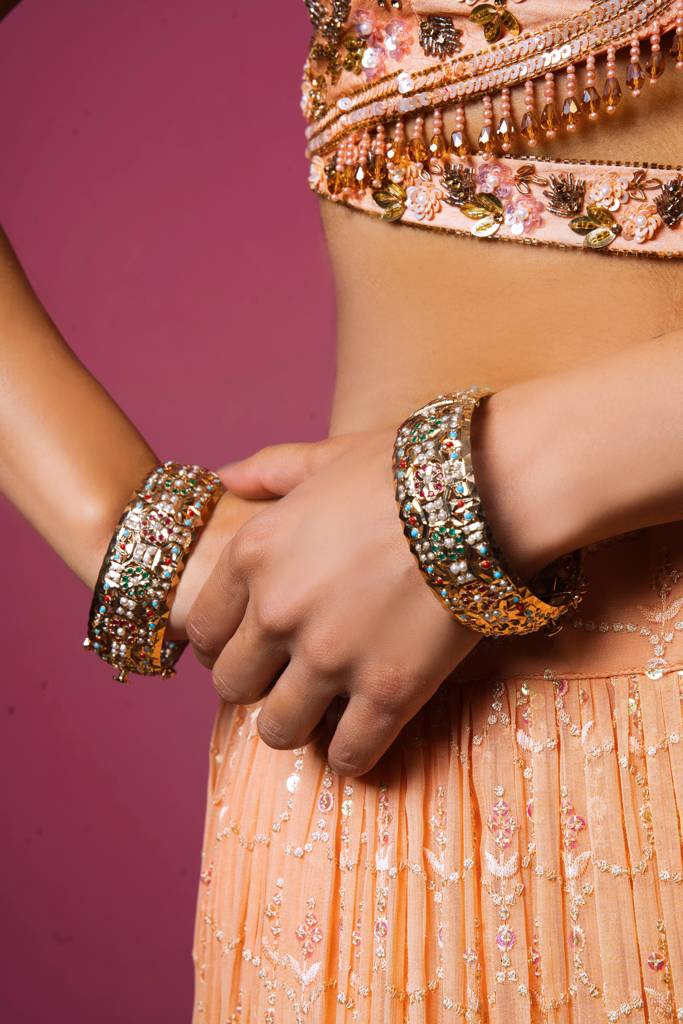 Exquisite Navratan Jadau Bangles : ASQJ068