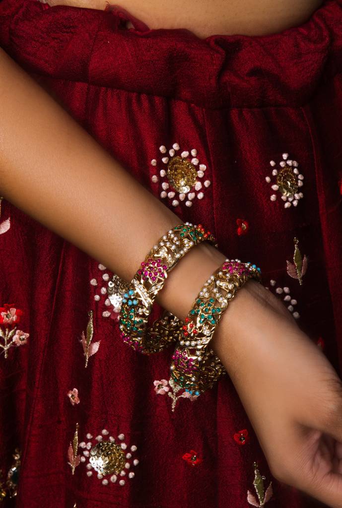 Jadau Navratan Bangles : ASQJ063
