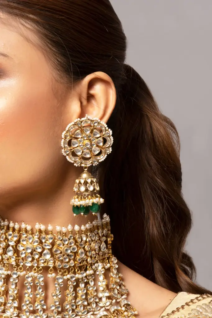 Vamika White Kundan Bridal Choker Set With Earrings : QJSEP18