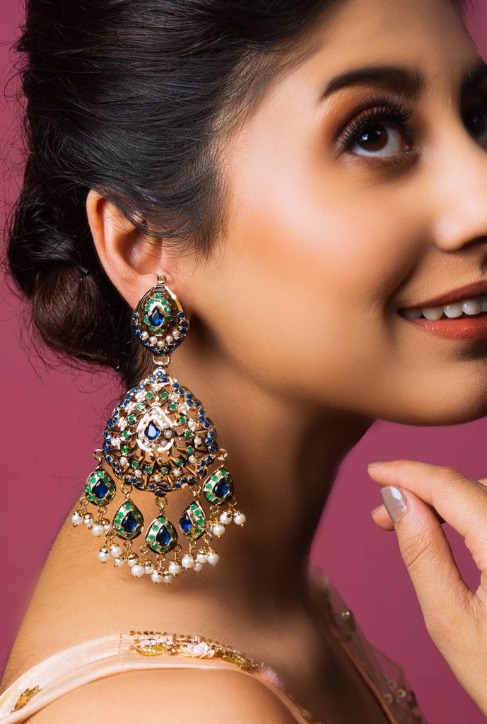 Majestic Peacock Plume Jadau Chaandbali : ASQJ057