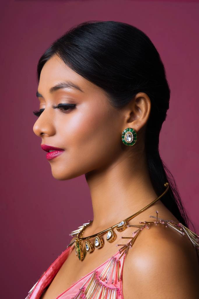Forest Jade Kundan Hasli Necklace : ASQJ040