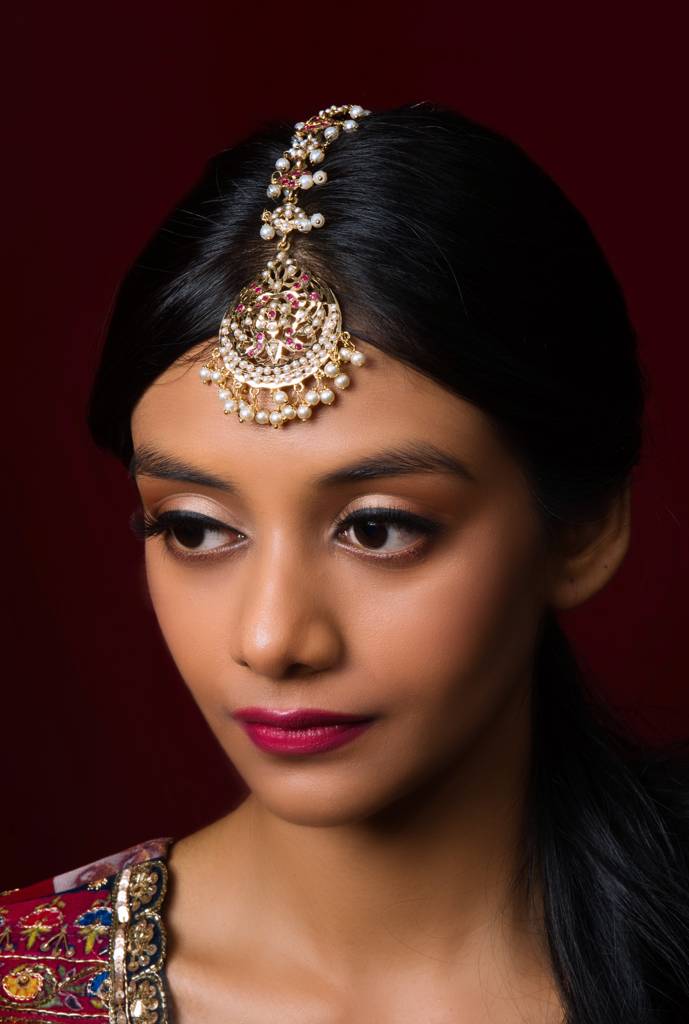 Royal Ruby Red Jadau Maangtika : ASQJ014