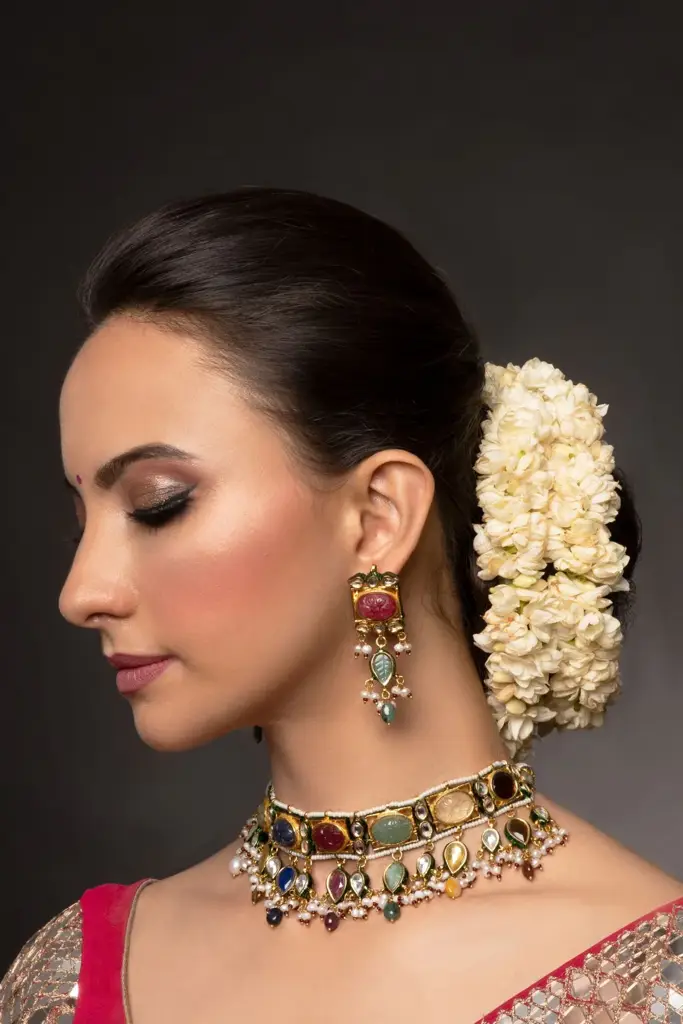 Saisha Navratan Kundan Choker Set With Earrings : QJSEP35