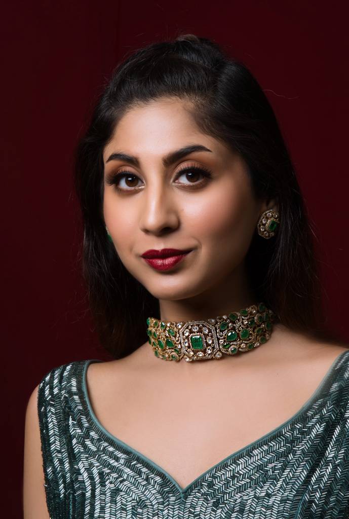 Emerald Green Choker Set With Earrings : ASQJ007