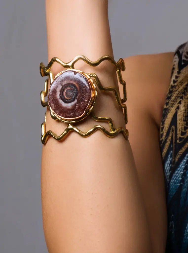 Gold Plated Radiant Agate Cuff : SKQJ064