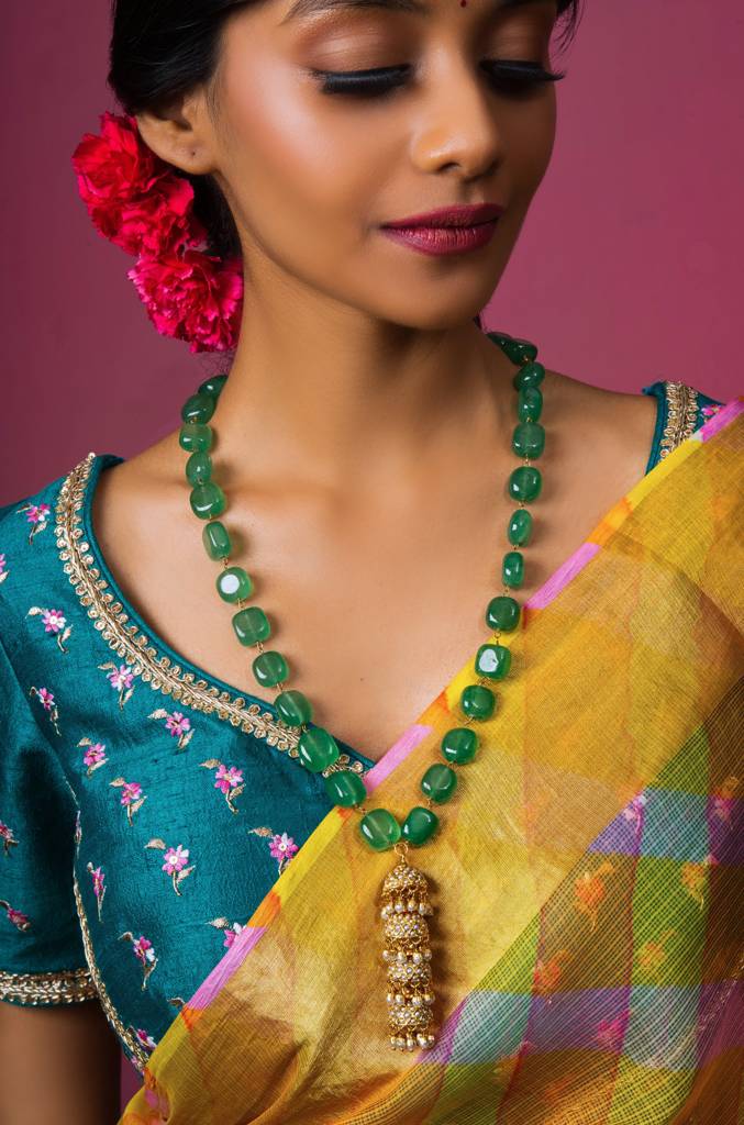 Mint Green Mala Sona Moti Jhumka Pendant! : RPA52013