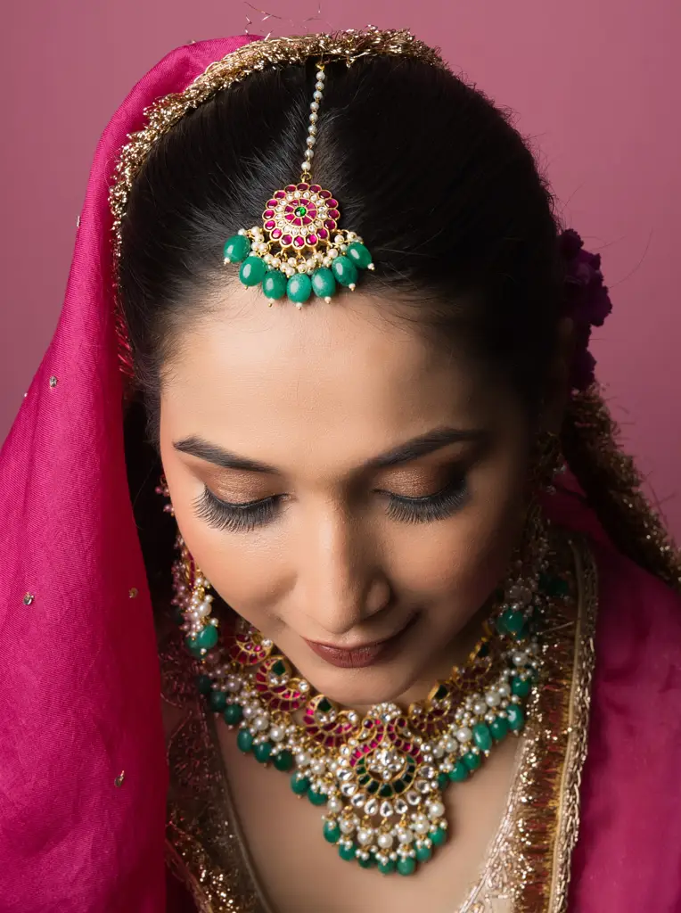 Aishwarya Bridal Red And Green Kundan Set - With Earrings & Mangtikka : RMQJ0051