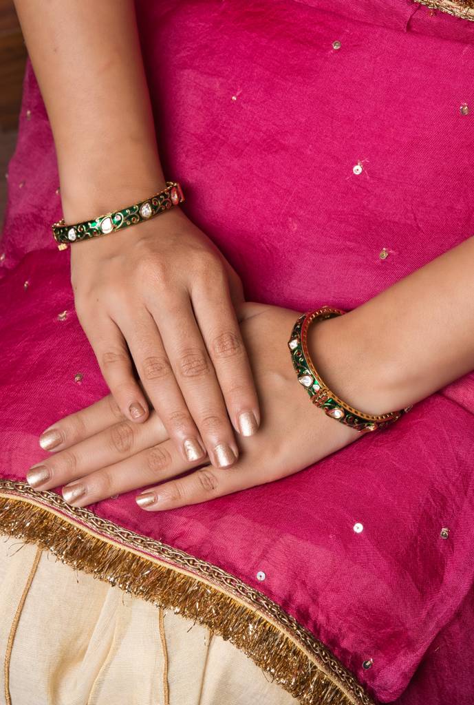 Enchanting Green Meenakari Bangles - Openable : RMQJ0066