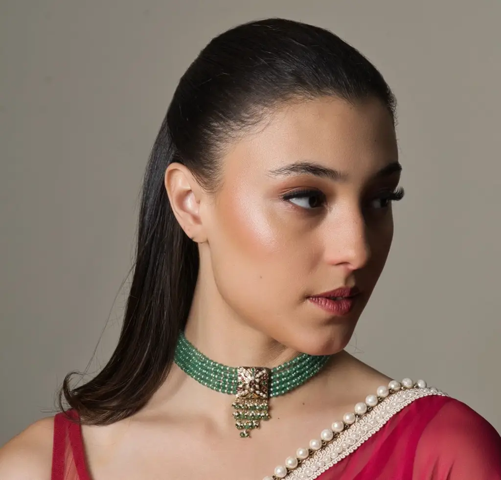 Chic Square Tukdi Mint Green Choker : RMQJ0078