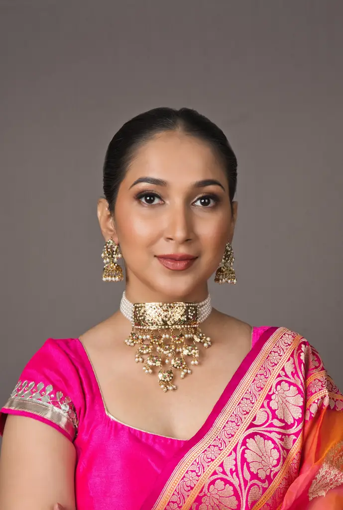 Waterfall Bridal Jadau Choker Set - With Jhumka Earrings - Multi Color : RMQJ0099