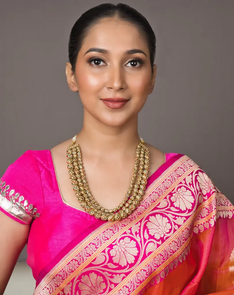 Triple Layer Sona Moti Necklace - Navratan : RMQJ0108