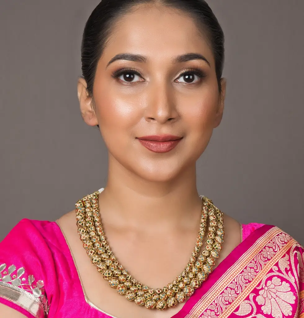 Triple Layer Sona Moti Necklace - Navratan : RMQJ0108