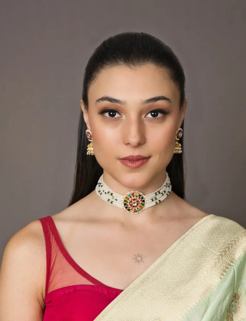 Barkha Kundan Choker With Earrings (Necklace And Earrings Set) : N200