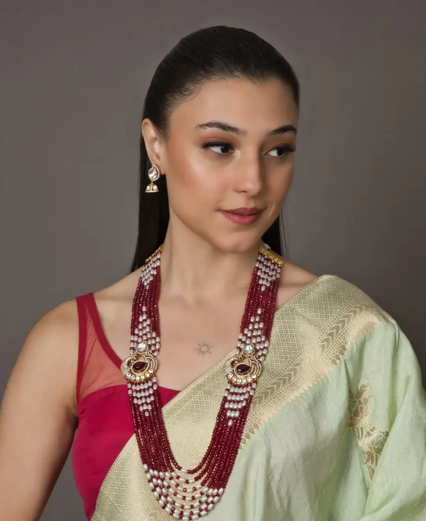 Victorian Crimson Necklace Set With Matching Earrings : RMQJ0117