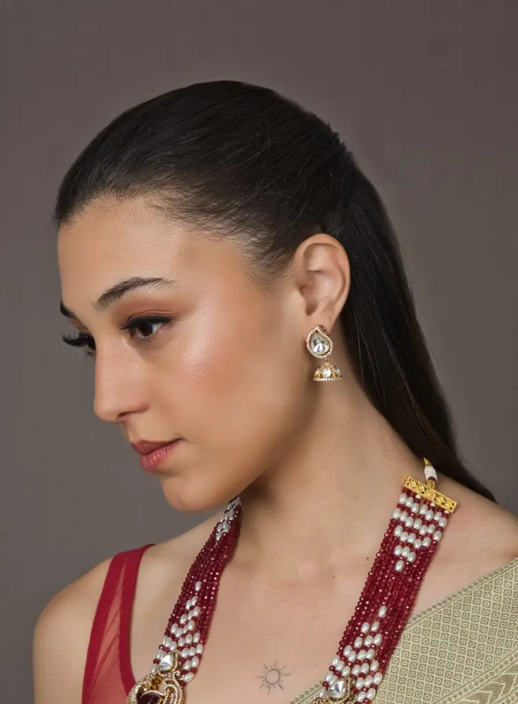 Victorian Crimson Necklace Set With Matching Earrings : RMQJ0117