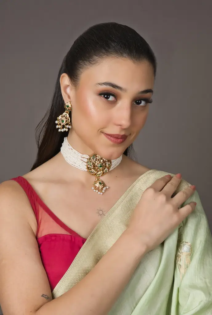 Vibrant Multicolor Jadau Disc Choker Set - With Earrings : RMQJ0123