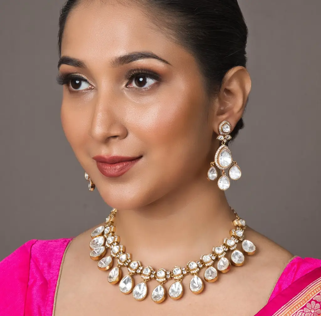 Radiant Polki Choker Set - With Earrings : RMQJ0127