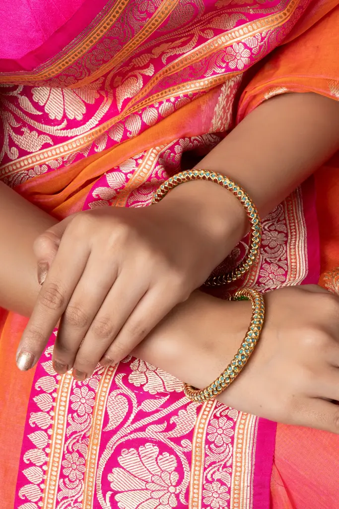 Elegant Sonamoti Bangle Pair - Feroza : ASQJ101