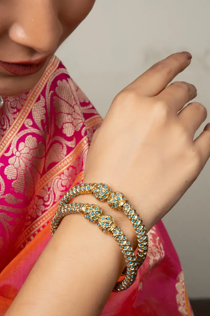 Sonamoti Openable Bangle Pair - Feroza : ASQJ102
