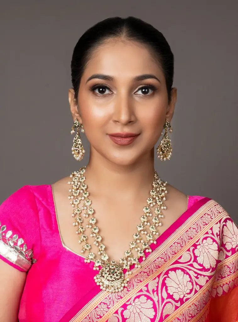 Elegant Double Layer Jadau Set With Earrings - Green : ASQJ106