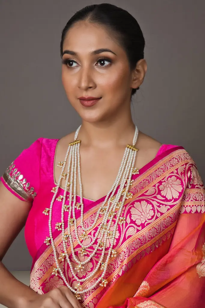 Pearl Panch Lada Kundan Biya Necklace : ASQJ116