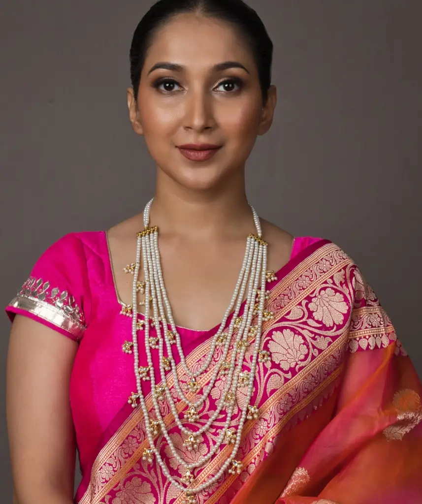 Pearl Panch Lada Kundan Biya Necklace : ASQJ116
