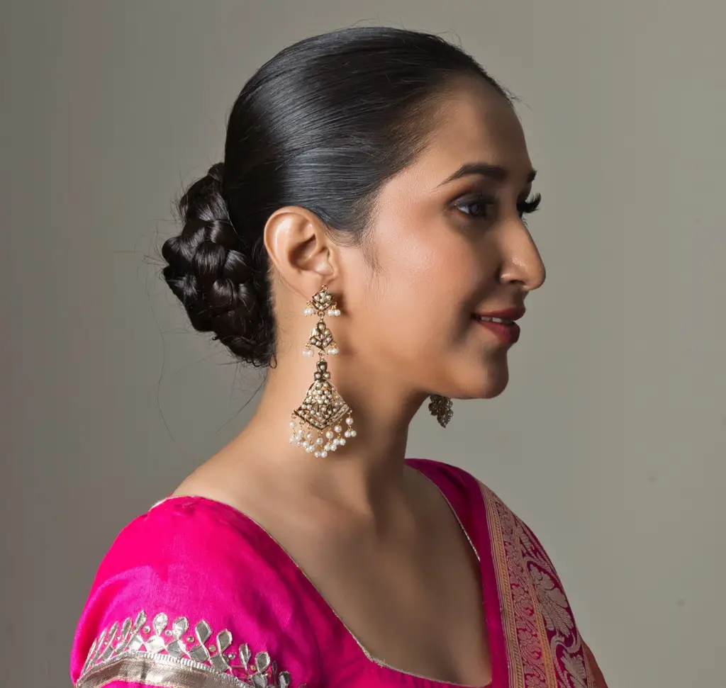 Anandi Pearl White Jadau Earrings : ASQJ134