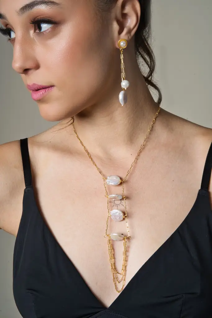 Penny Baroque Pearl Necklace And Earring Set : SKQJ197